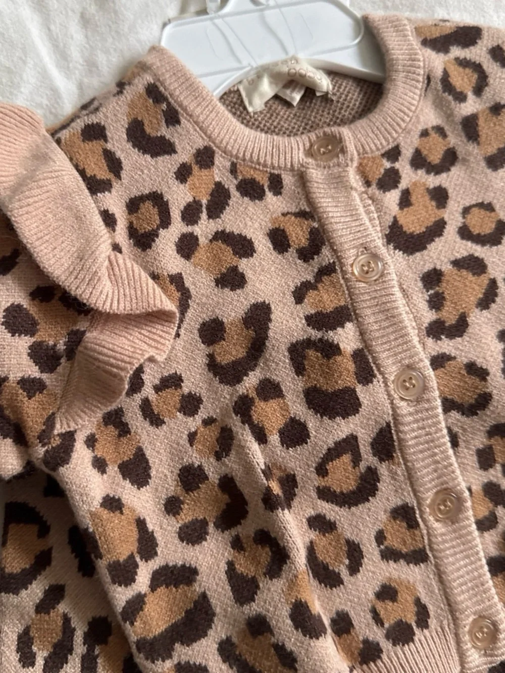 Leopard Knit Kids Pajama Set - Tan